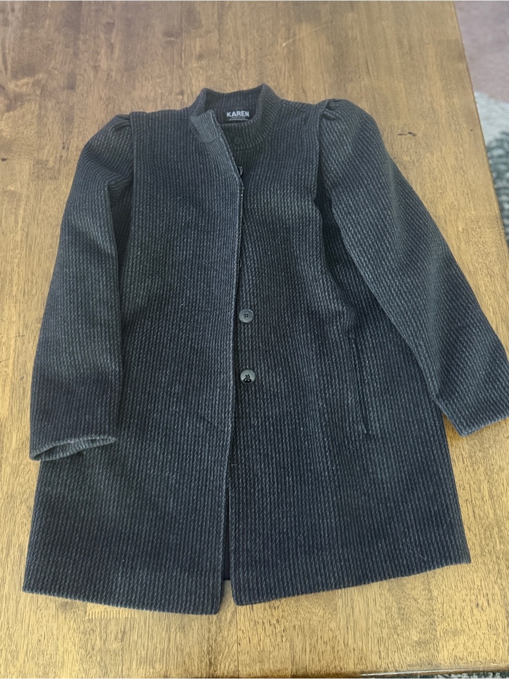 Karen Vintage Coat Women’s Large wool cashmere blend herringbone jacket